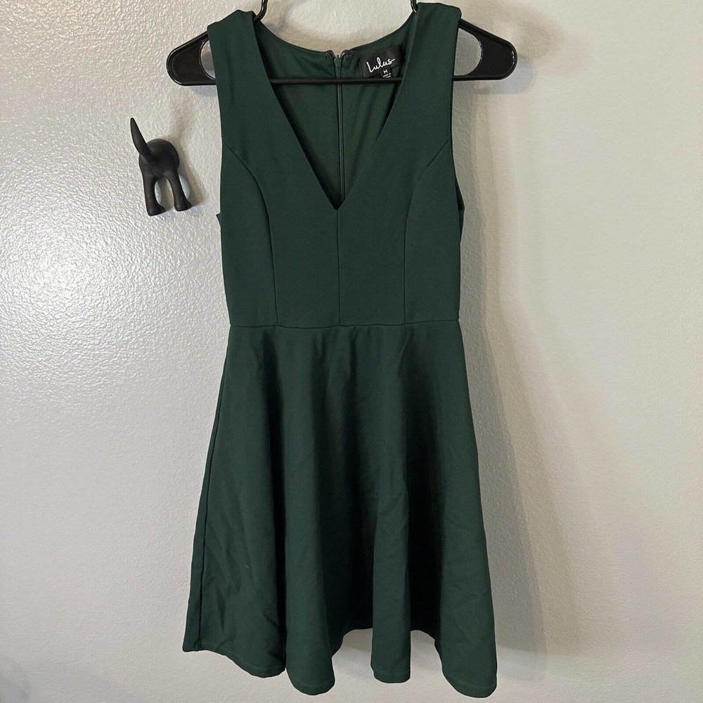 Lulu’s Bon Appetit Forest Green Skater Dress‎ Medium